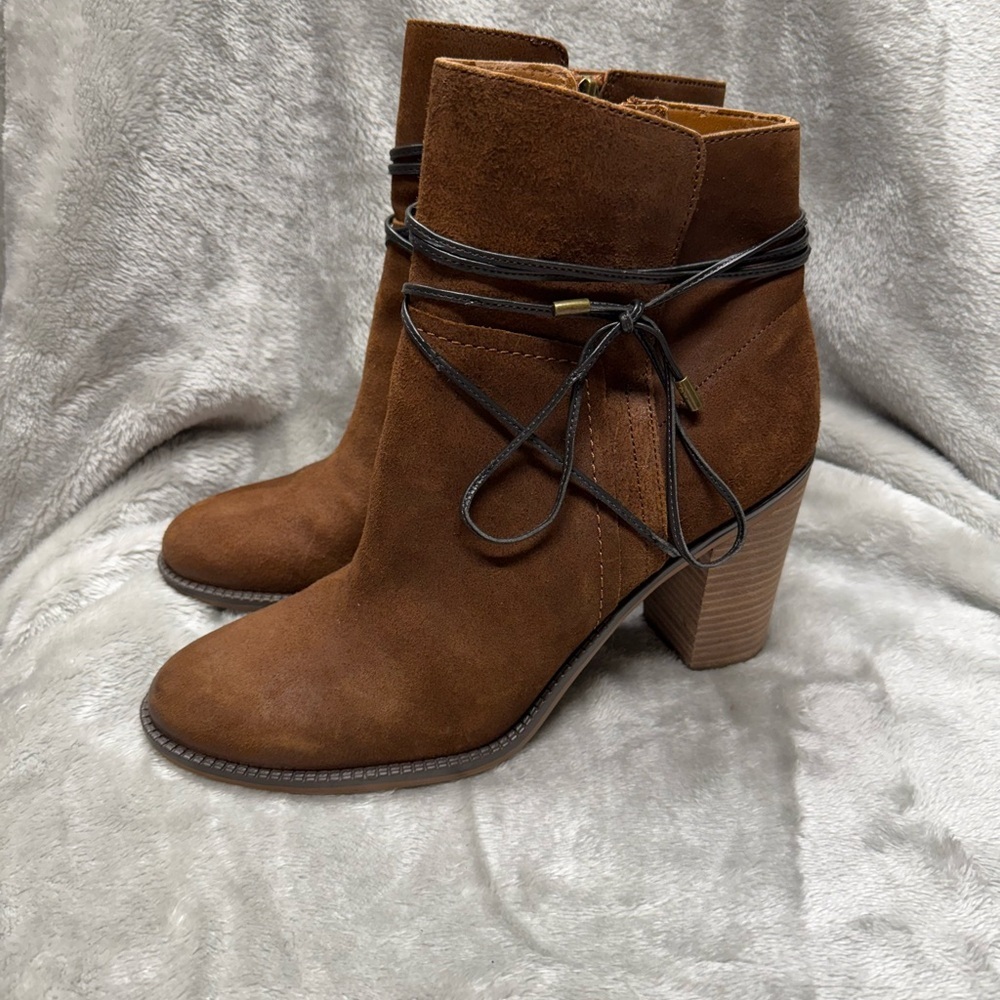 Franco Sarto Chestnut Suede Ankle Booties